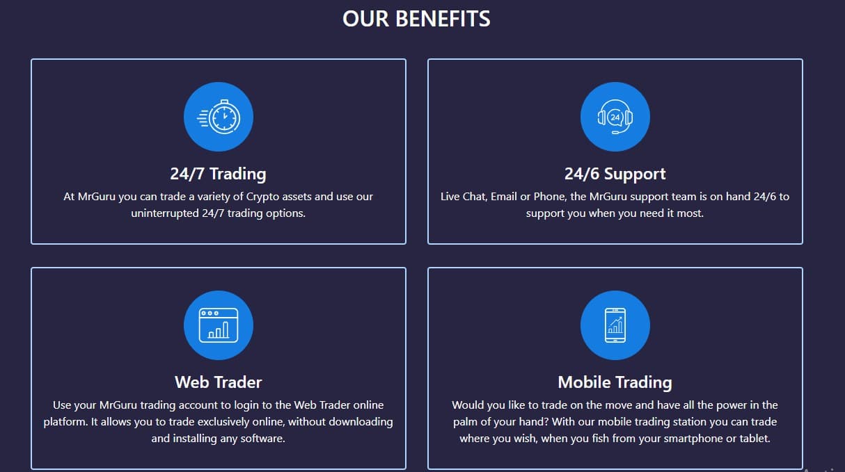 The benefits given to MrGuru traders