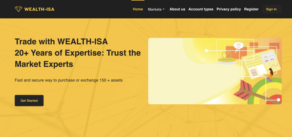Wealth isa home page screenshot