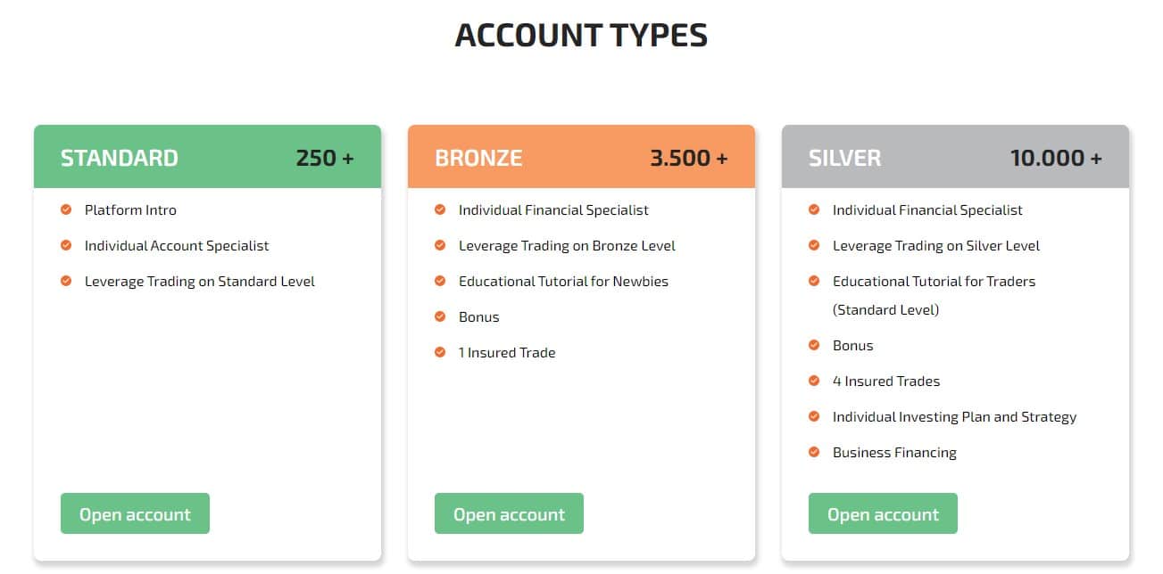 Tools4deals Account types