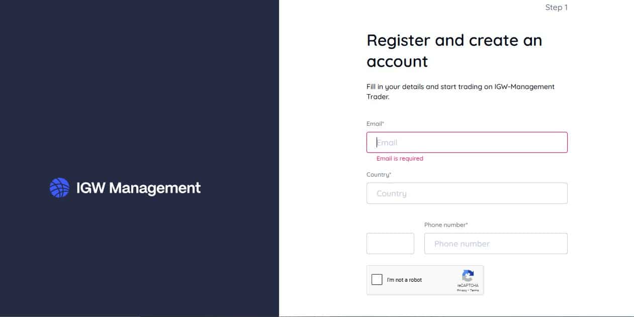 IGW Management Registration Page